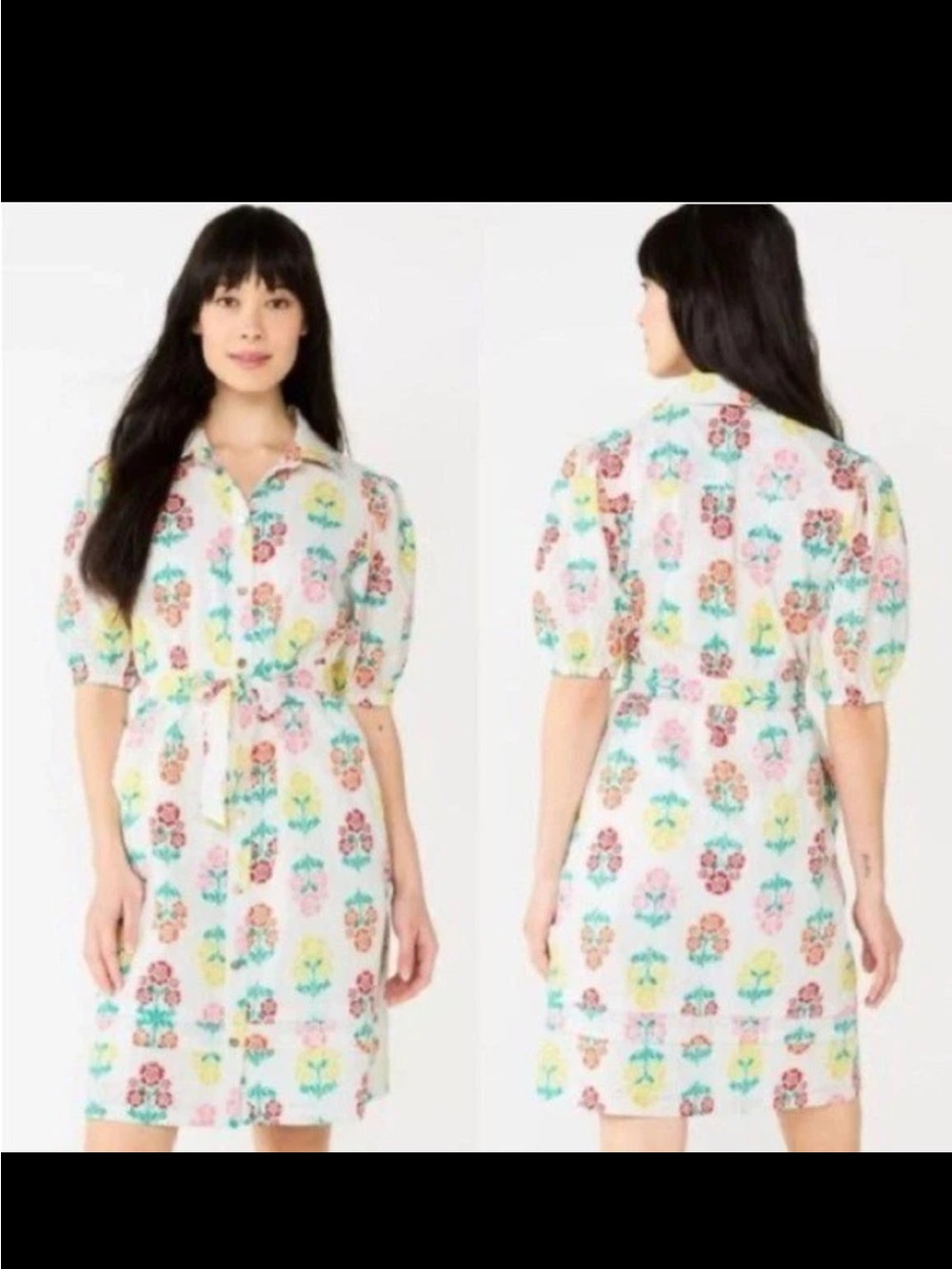 DRAPER JAMES RSVP  White Eyelet Floral Button Front, Tie Dress . X-small